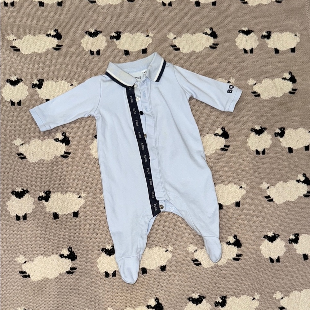 Boss Blue One Piece Footies with Classic Design